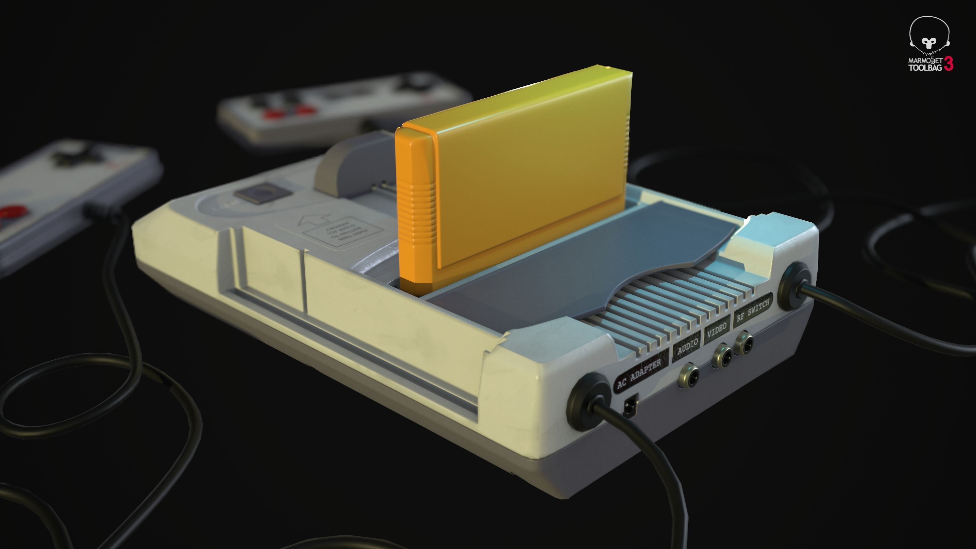 Dendy Junior II with gamepads Low-poly 3D model_7