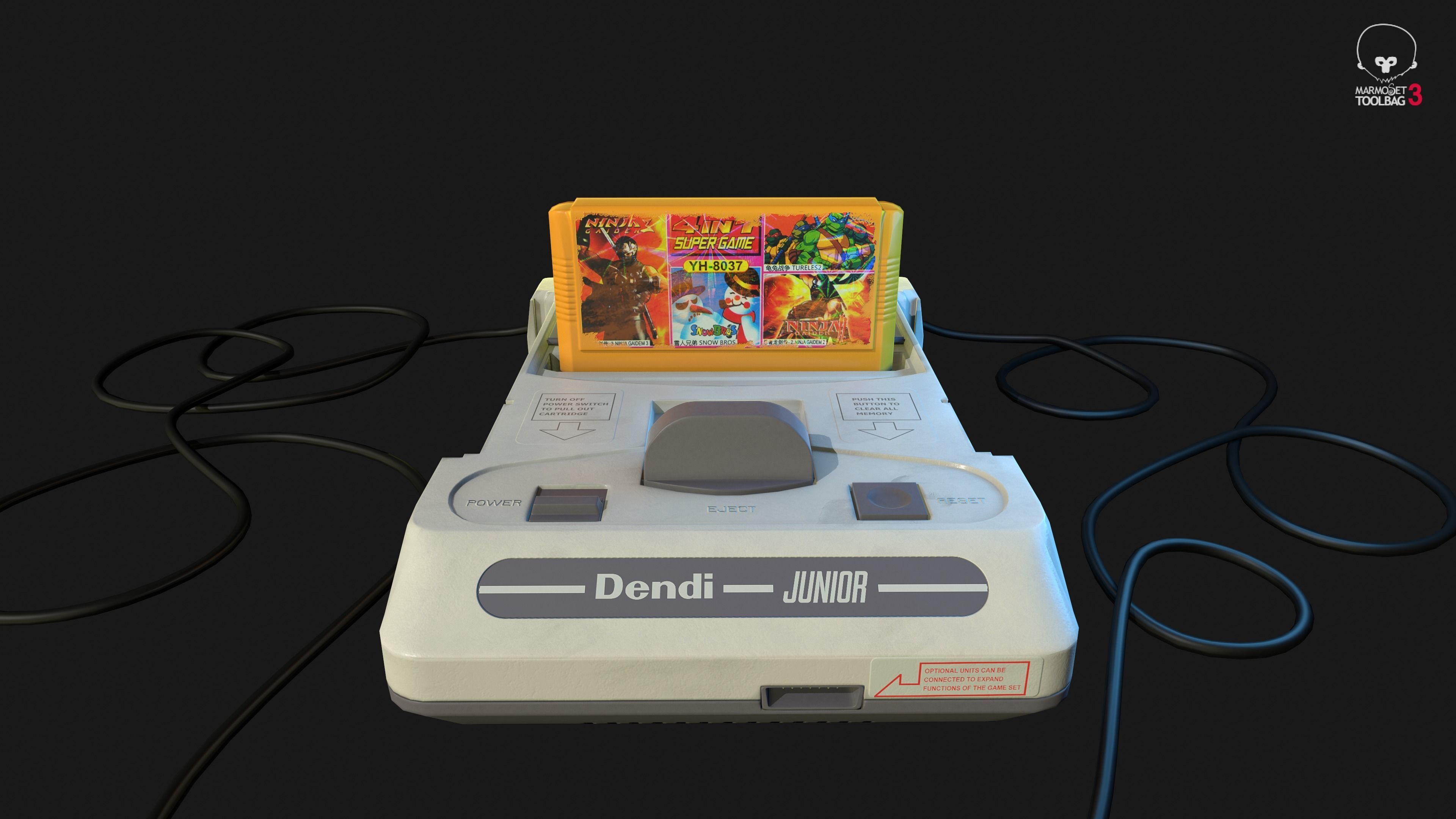 Dendy Junior II with gamepads Low-poly 3D model_3