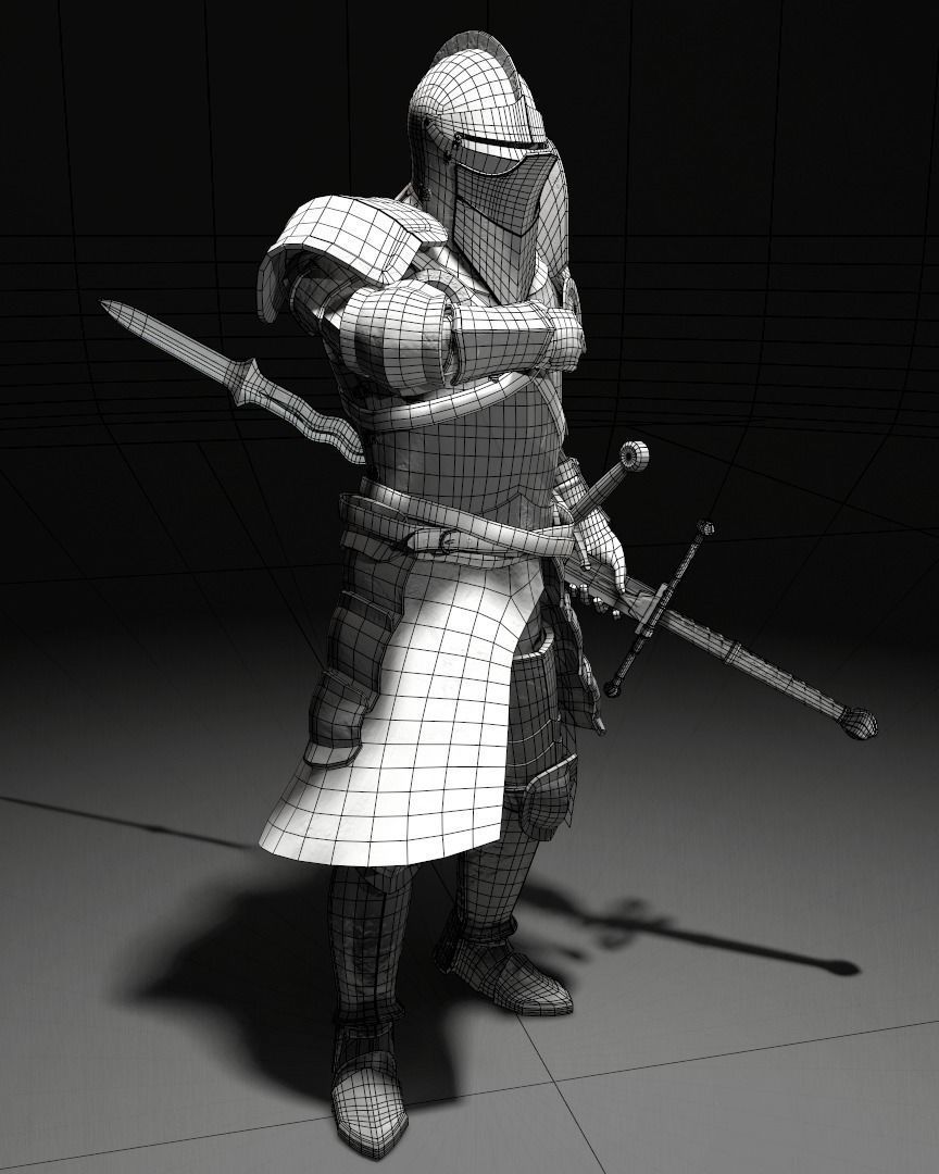 Heavily armored Landsknecht Low-poly 3D model_2