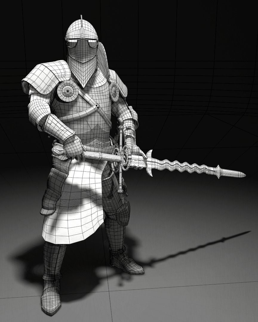 Heavily armored Landsknecht Low-poly 3D model_4