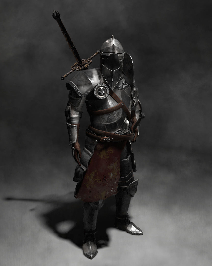 Heavily armored Landsknecht Low-poly 3D model_5