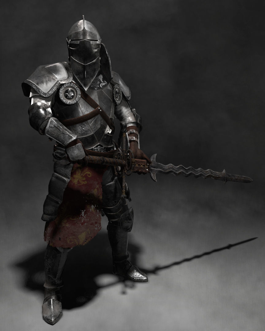 Heavily armored Landsknecht Low-poly 3D model_3