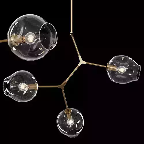 3-globe Branching Bubble Brushed Brass and Clear Glass