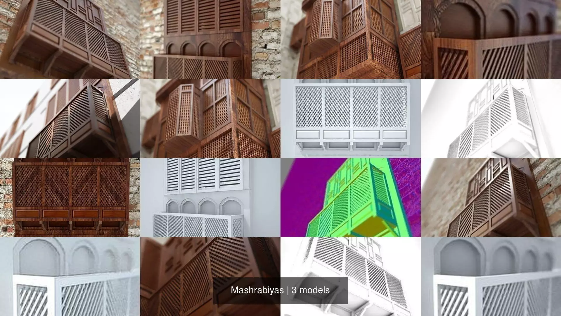 Mashrabiyas egyptian wooden shutters 3D Model Collection_1