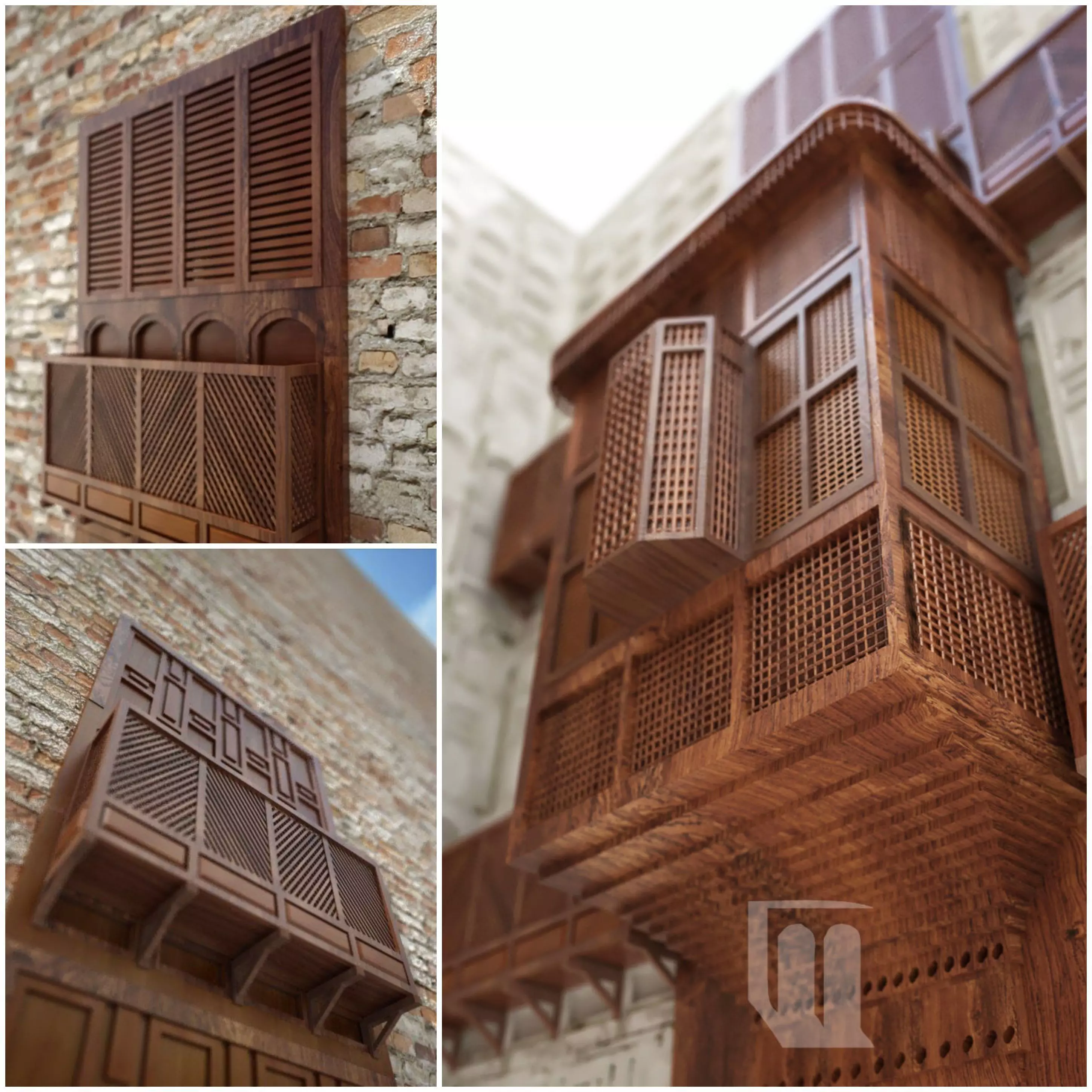 Mashrabiyas egyptian wooden shutters 3D Model Collection_0