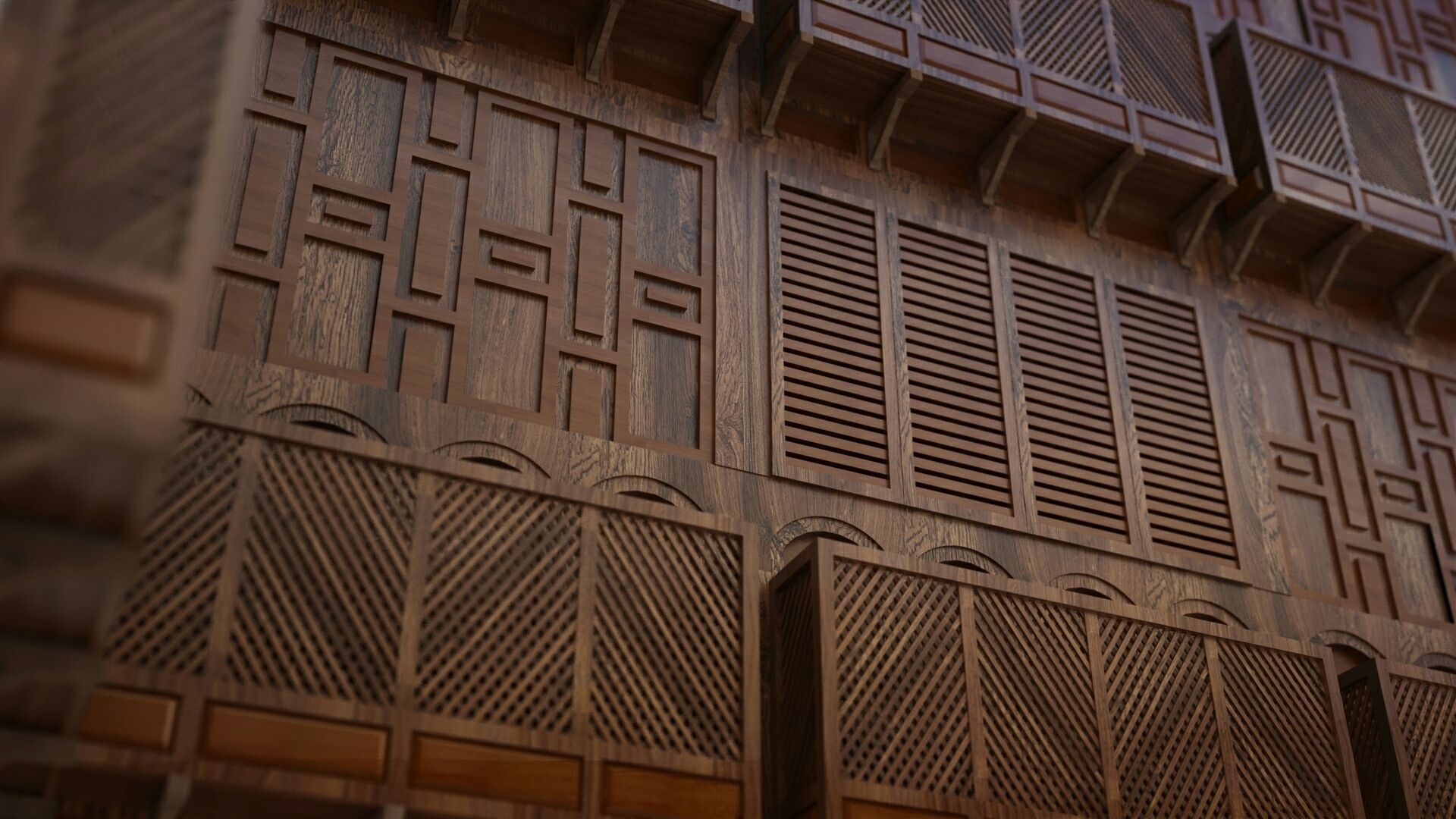 Mashrabiyas egyptian wooden shutters 3D Model Collection_5