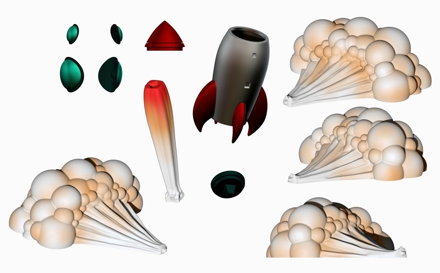 Rocket with smoke 3D print model_13