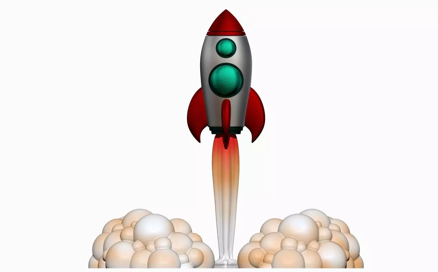 Rocket with smoke 3D print model_0