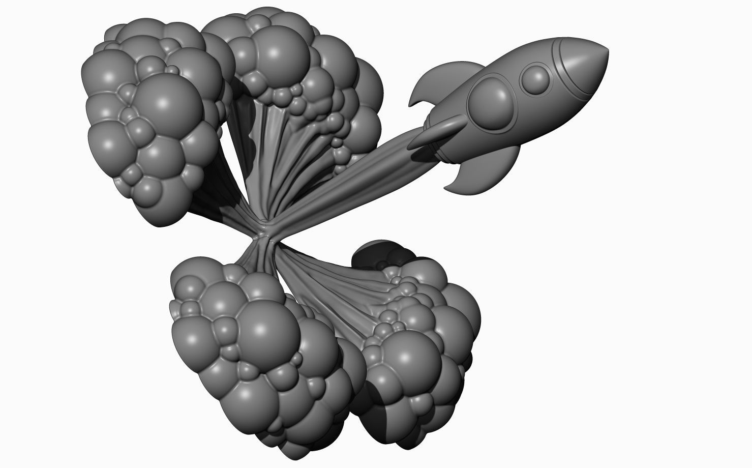 Rocket with smoke 3D print model_9