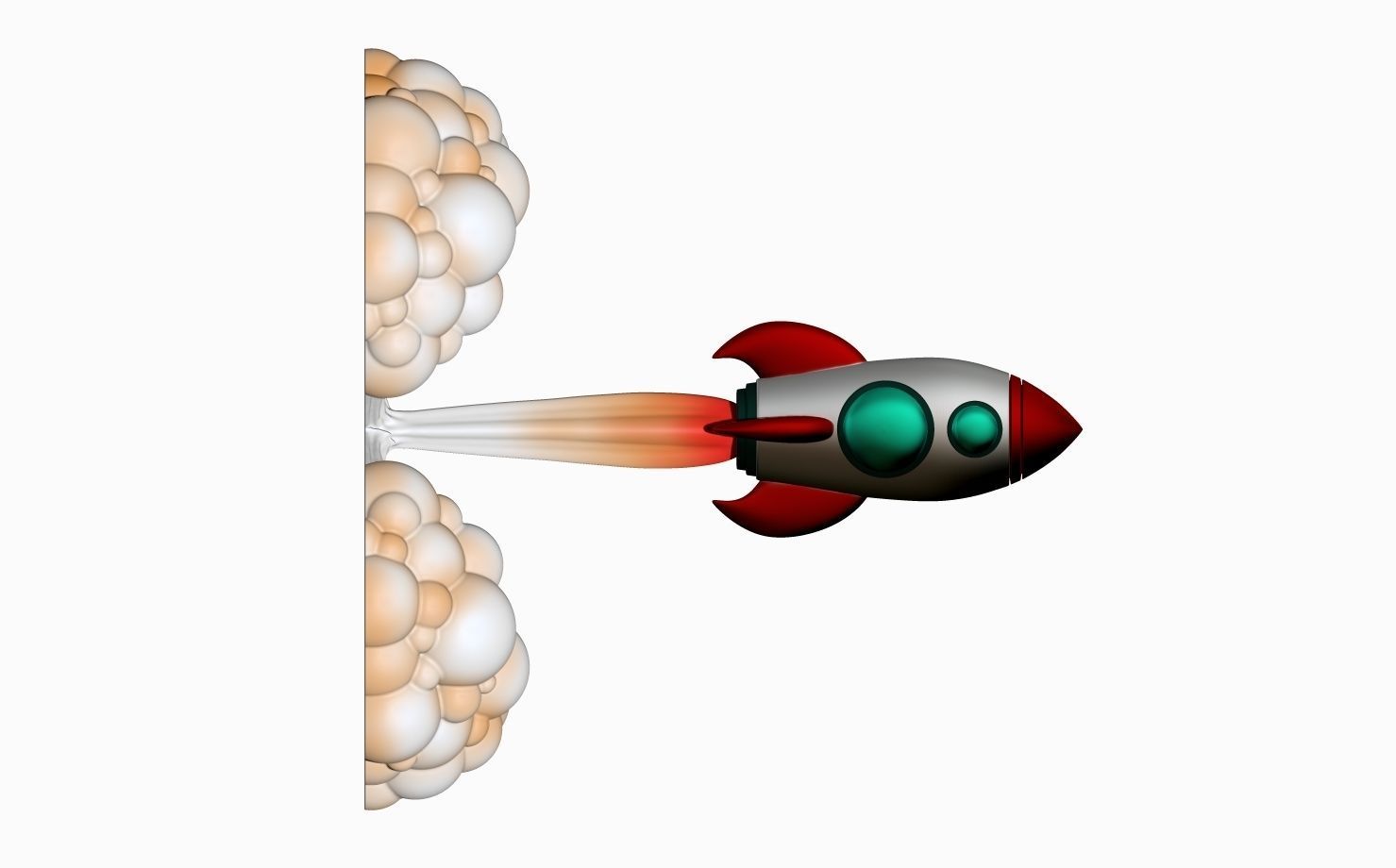 Rocket with smoke 3D print model_6