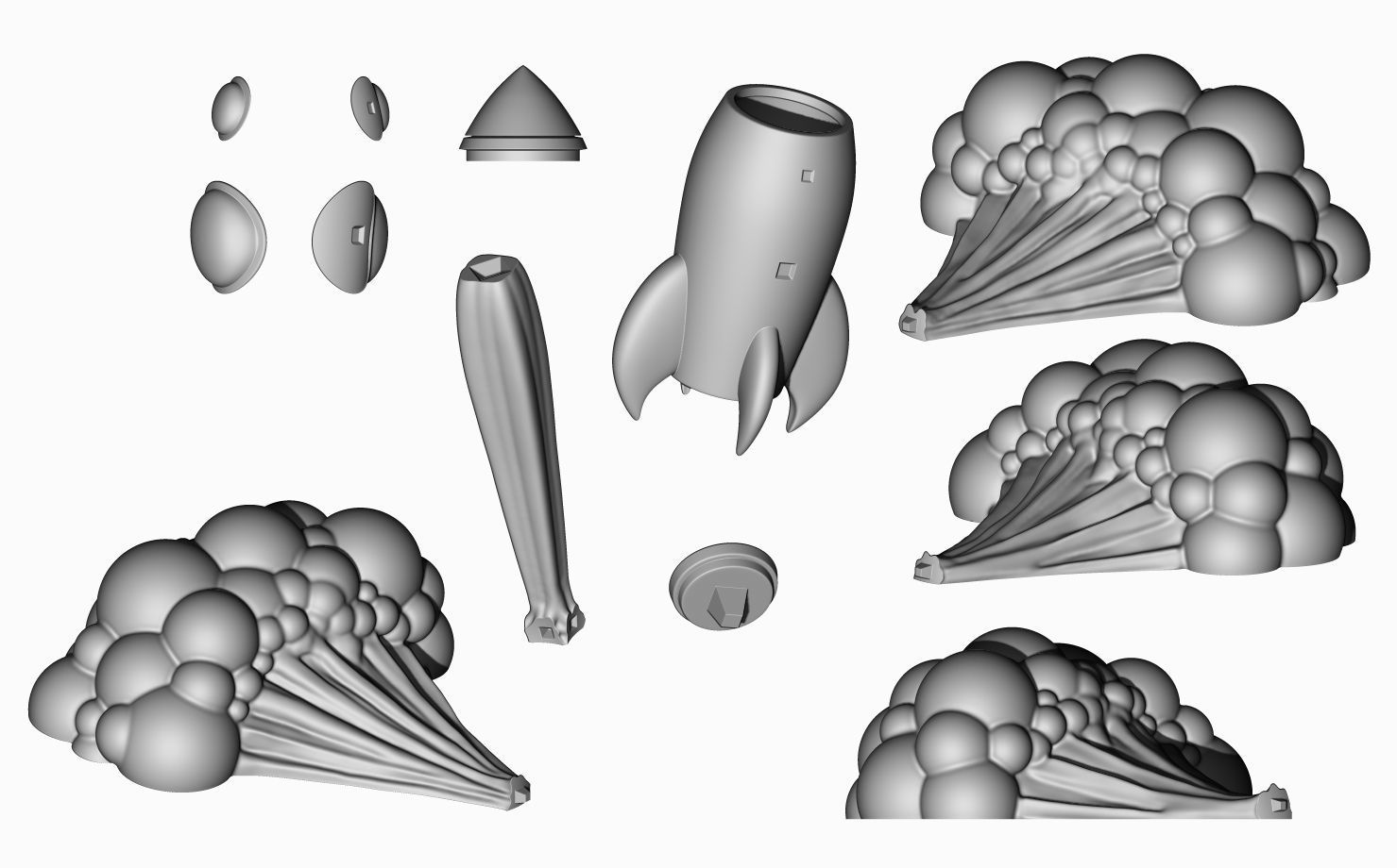 Rocket with smoke 3D print model_14