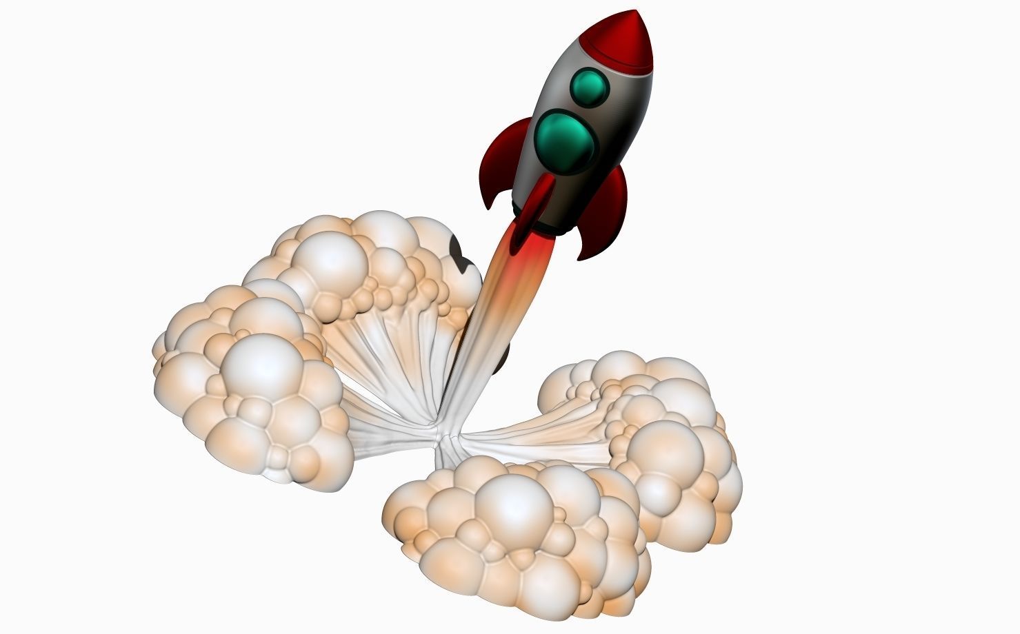 Rocket with smoke 3D print model_3