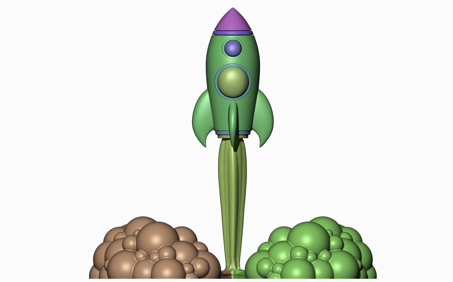Rocket with smoke 3D print model_7