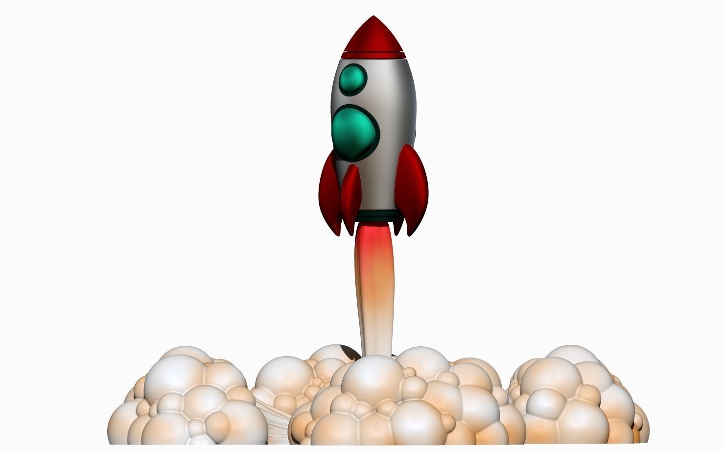 Rocket with smoke 3D print model_1