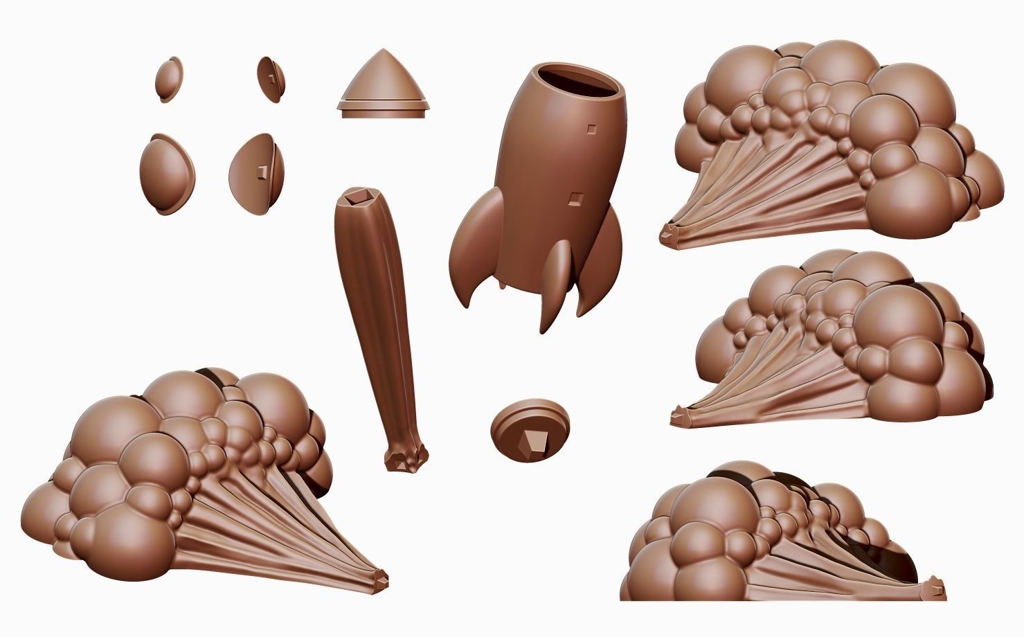 Rocket with smoke 3D print model_12