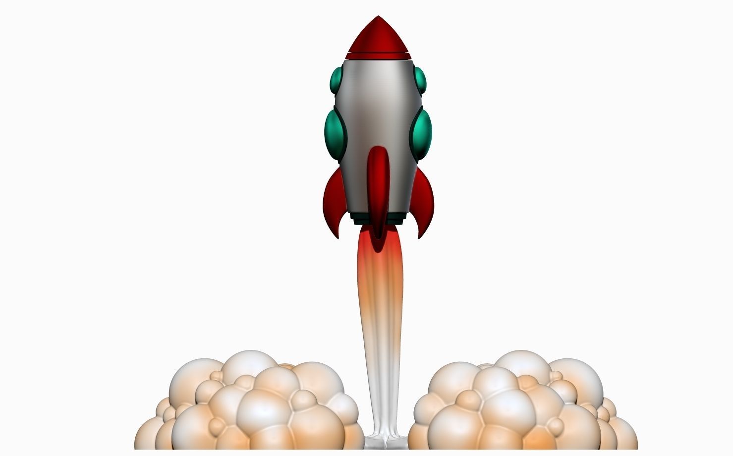 Rocket with smoke 3D print model_2