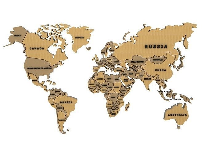 world map with country names 3D model