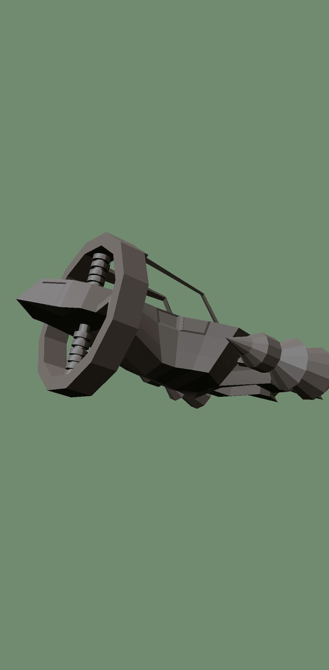 Spaceship Low-poly 3D model_7