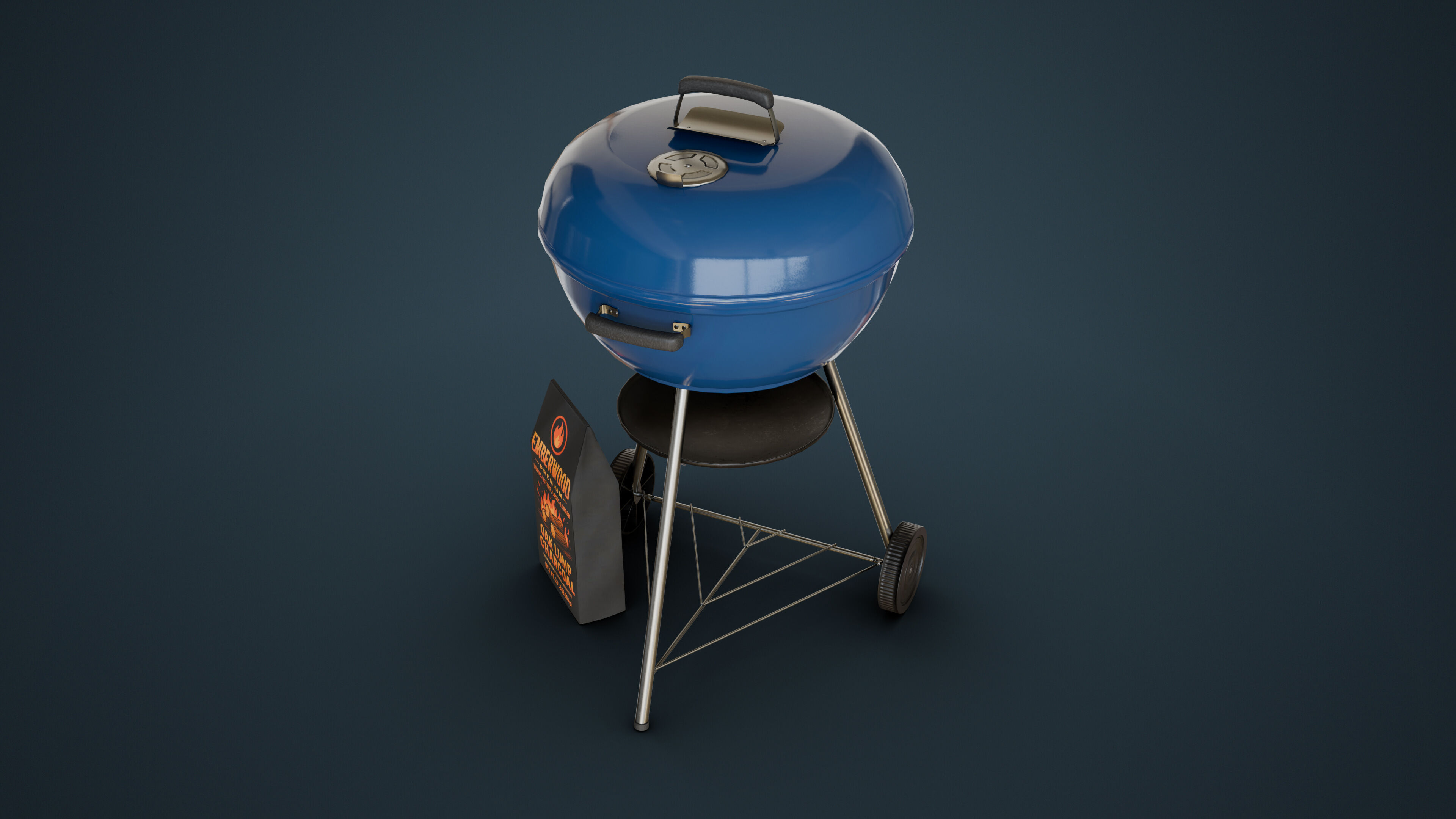 Charcoal Grill Low-poly 3D model_5