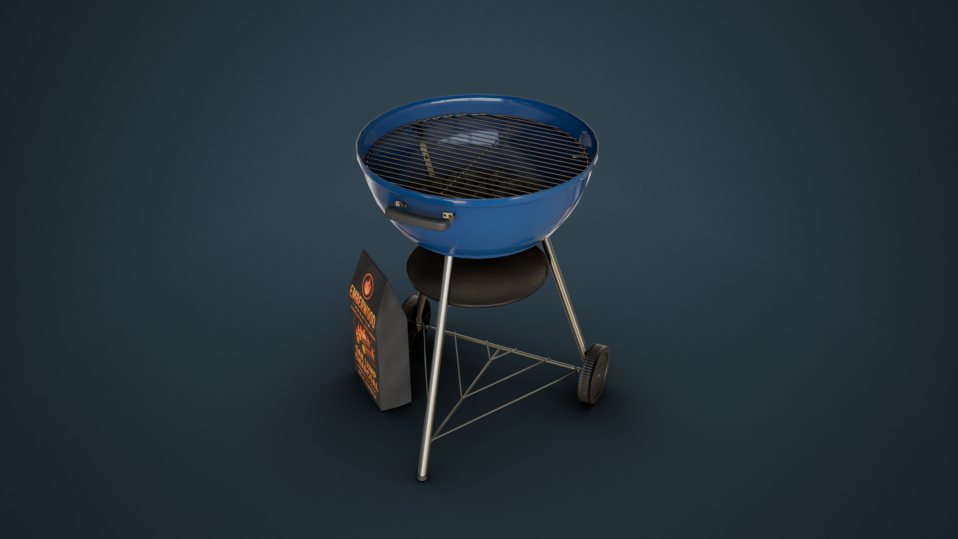 Charcoal Grill Low-poly 3D model_6