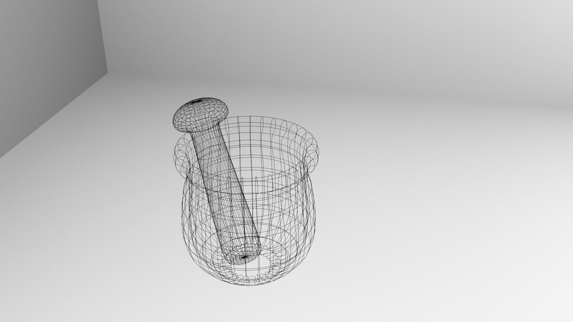 Wood Mortar and Pestle 9 3D model_4