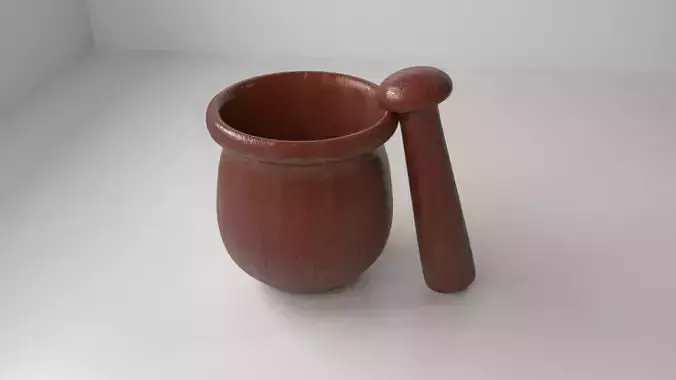 Wood Mortar and Pestle 9 3D model