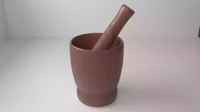 Wood Mortar and Pestle 11 3D model