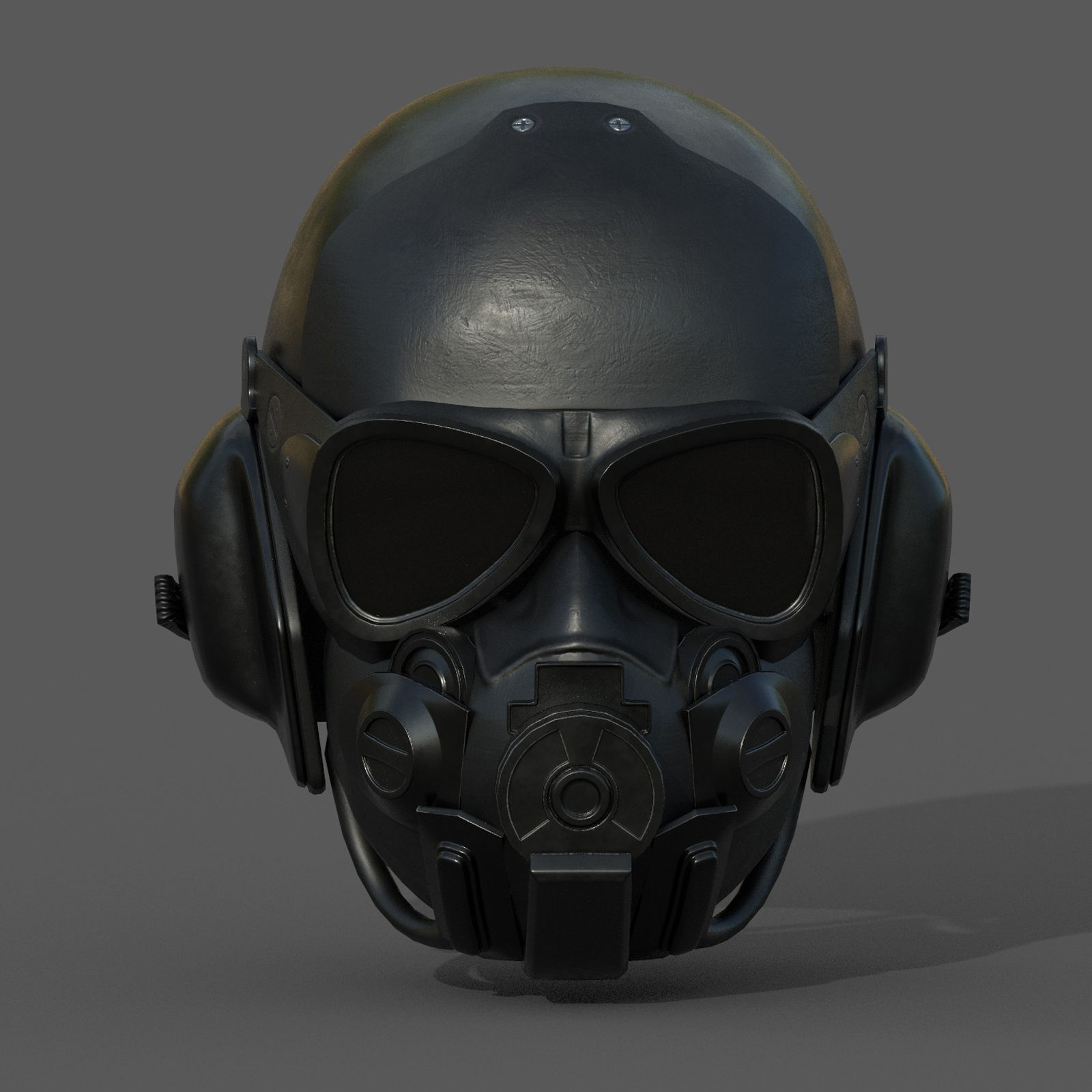 Gas mask helmet human protection pollution fantasy scifi Low-poly 3D model_4