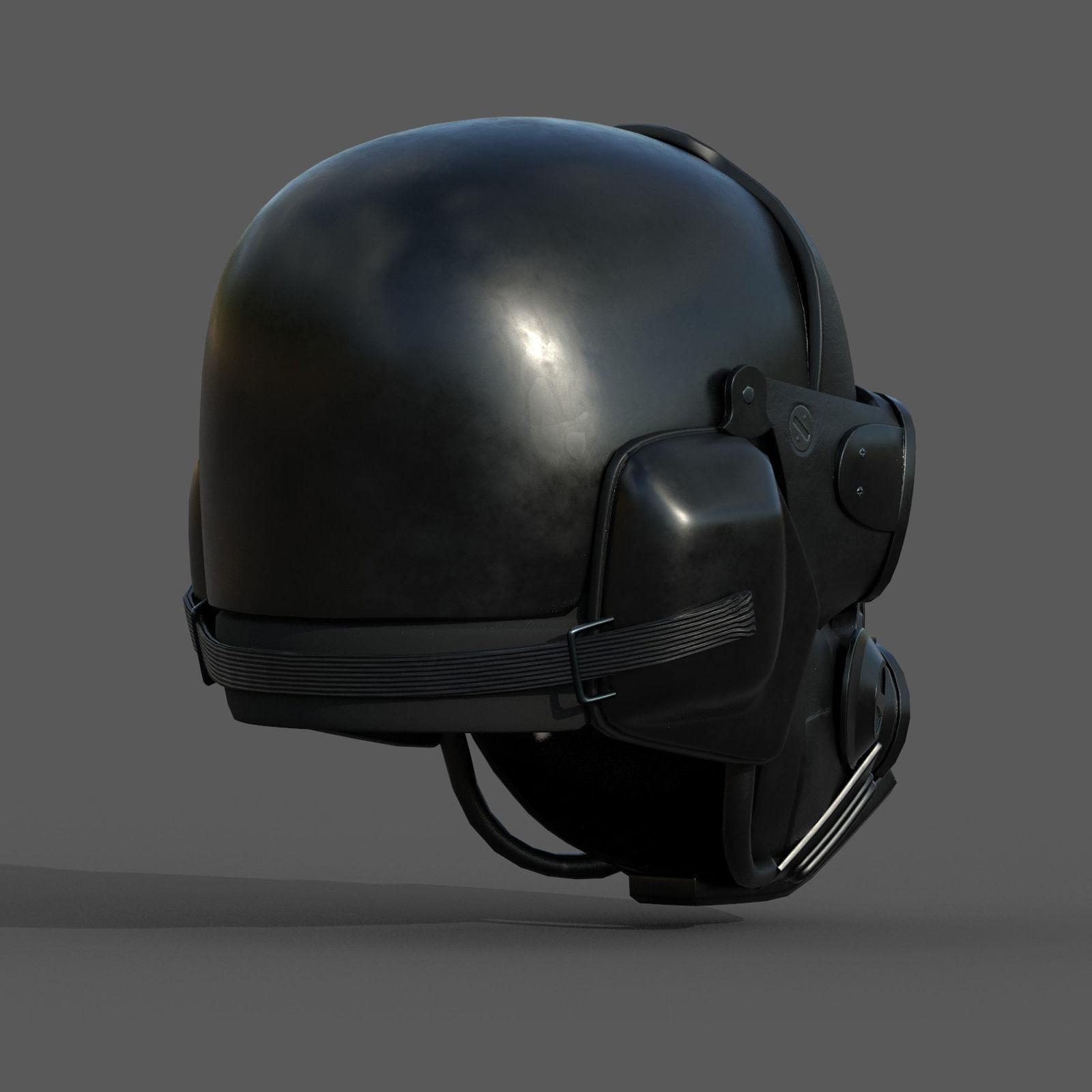 Gas mask helmet human protection pollution fantasy scifi Low-poly 3D model_7