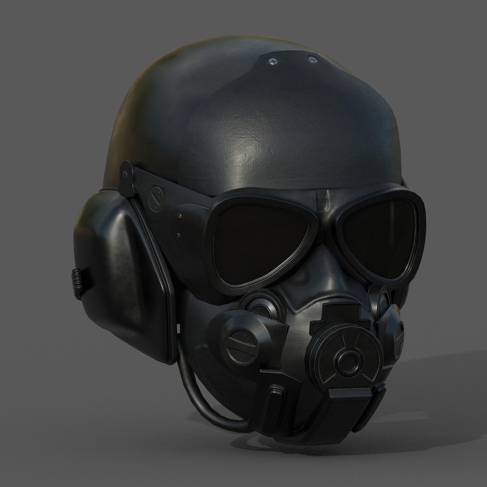 Gas mask helmet human protection pollution fantasy scifi Low-poly 3D model_3