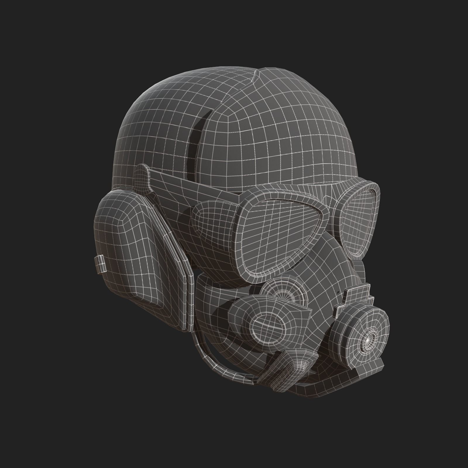 Gas mask helmet human protection pollution fantasy scifi Low-poly 3D model_11