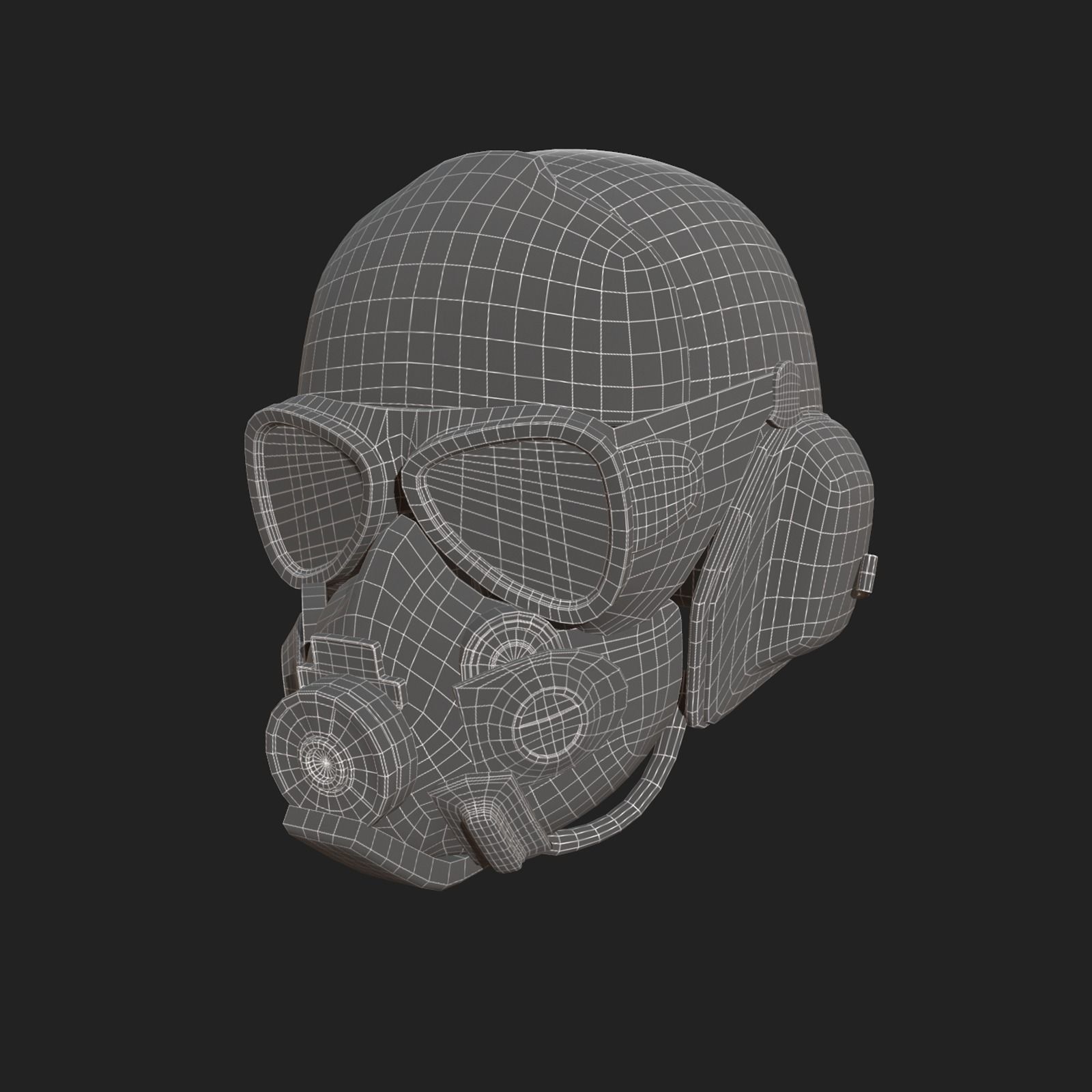 Gas mask helmet human protection pollution fantasy scifi Low-poly 3D model_9