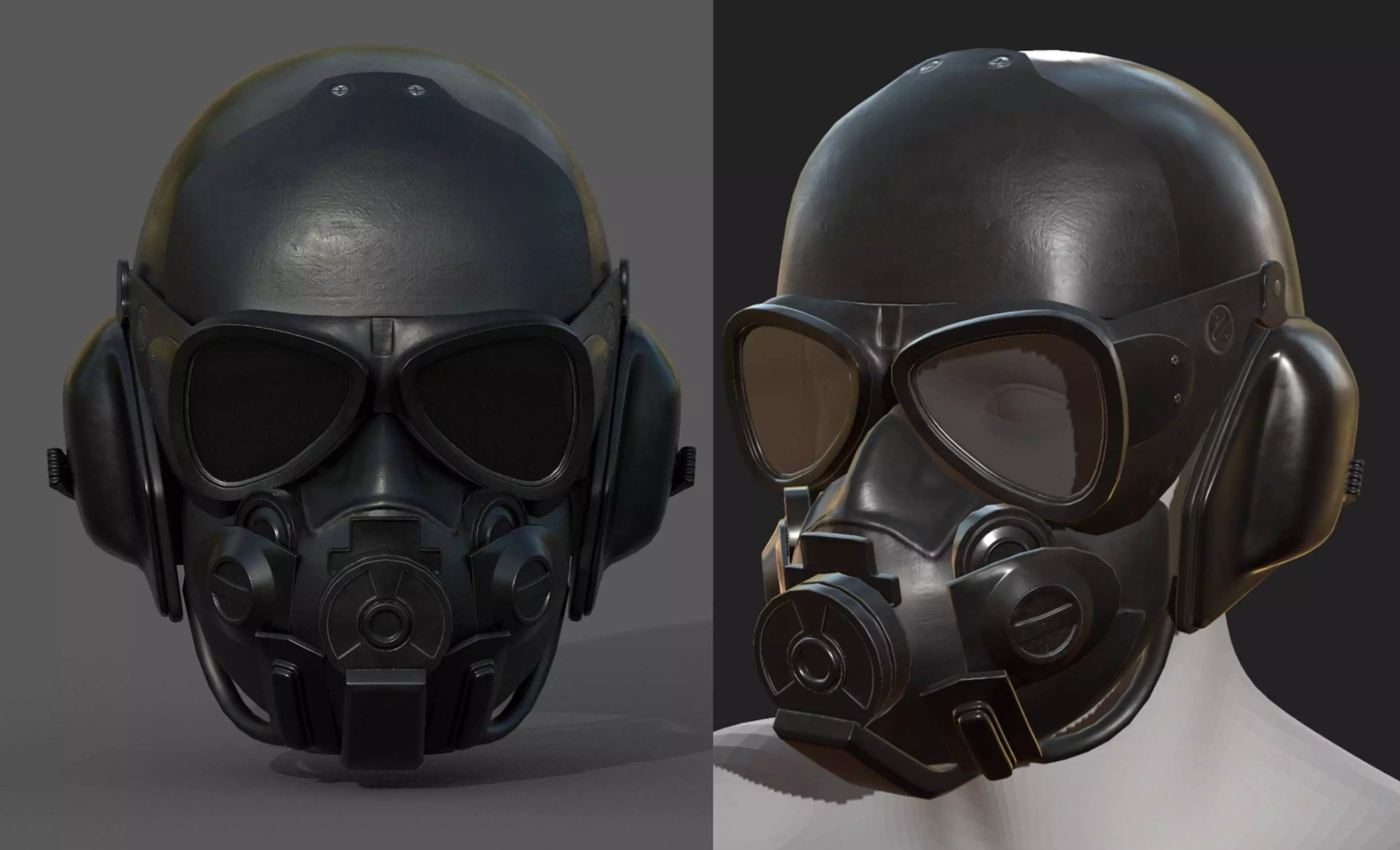 Gas mask helmet human protection pollution fantasy scifi Low-poly 3D model_0