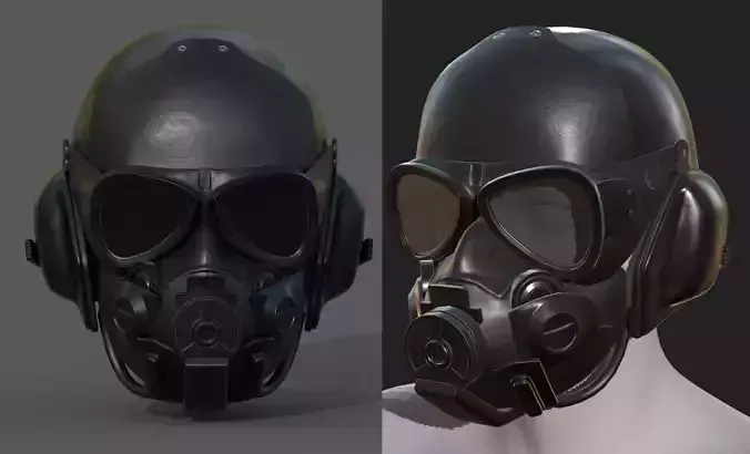 Gas mask helmet human protection pollution fantasy scifi Low-poly 3D model Gas mask helmet human protection pollution fantasy scifi Low-poly 3D model