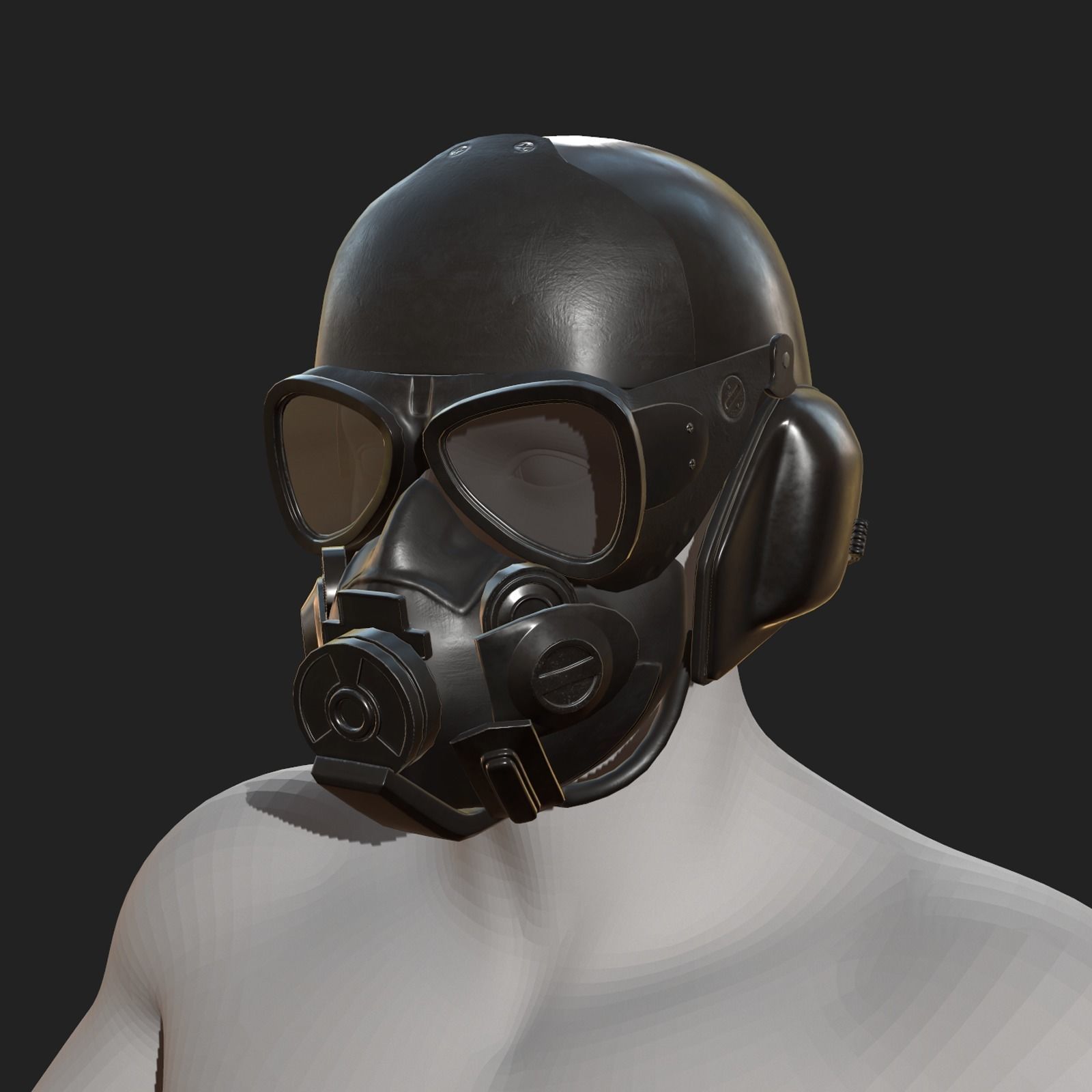 Gas mask helmet human protection pollution fantasy scifi Low-poly 3D model_2