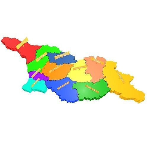 Georgia map 3D model Low-poly 3D model