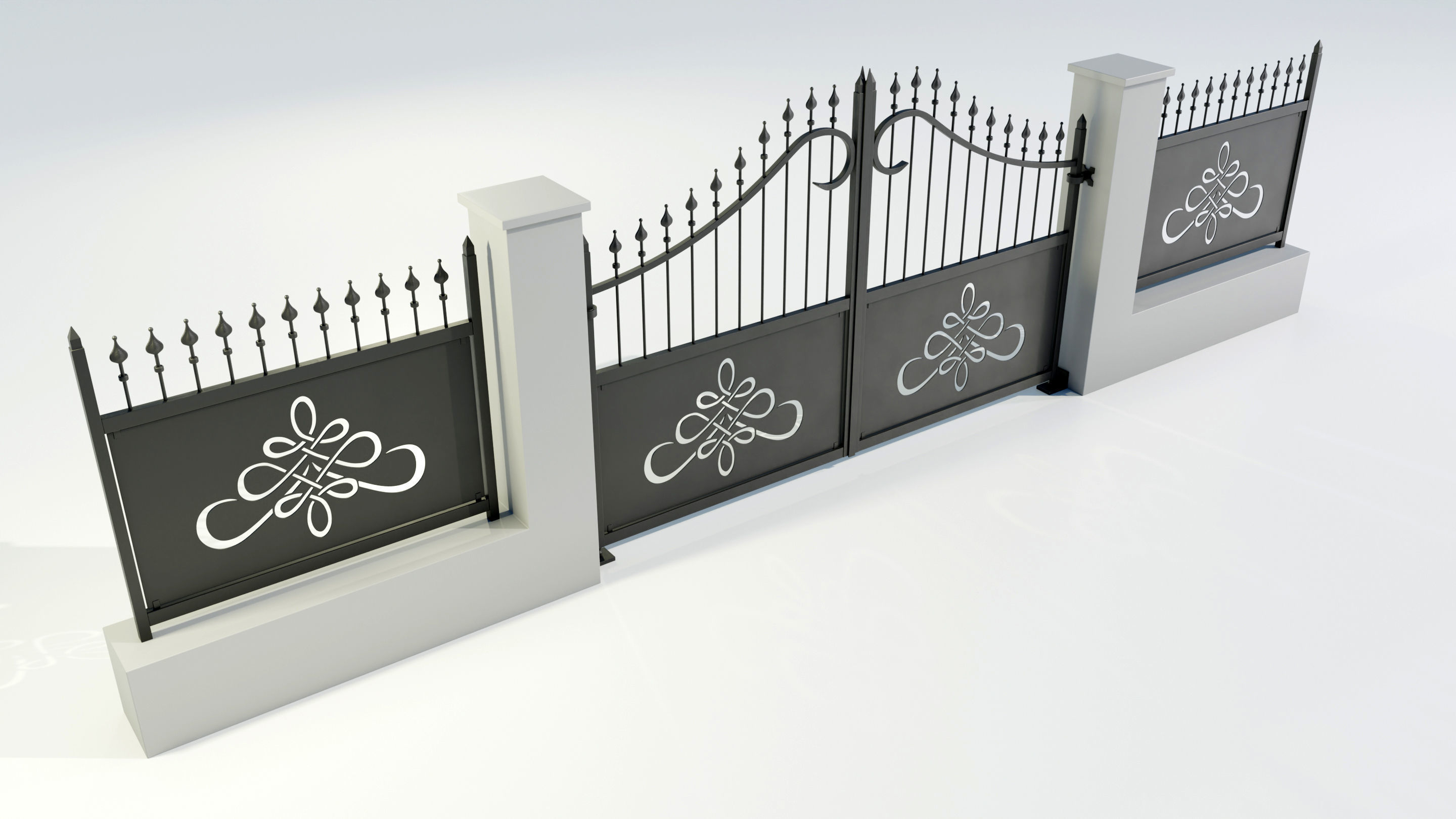 Wrought Iron Gate 2 3D model_2
