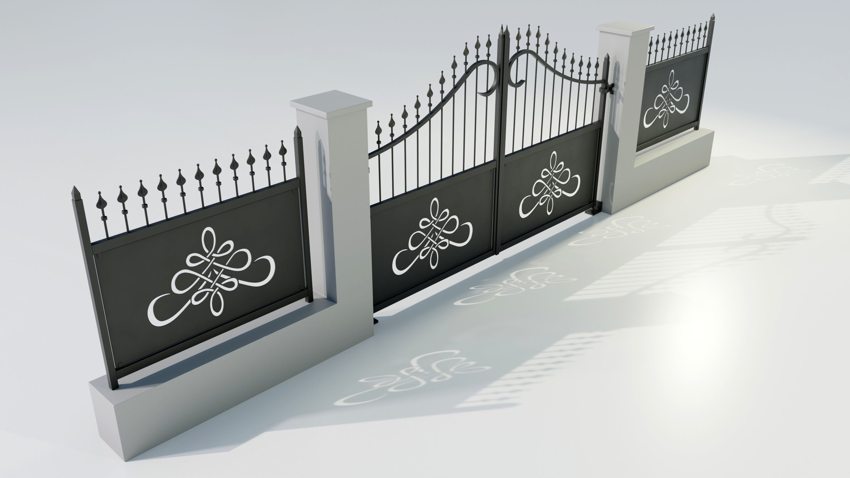 Wrought Iron Gate 2 3D model_4