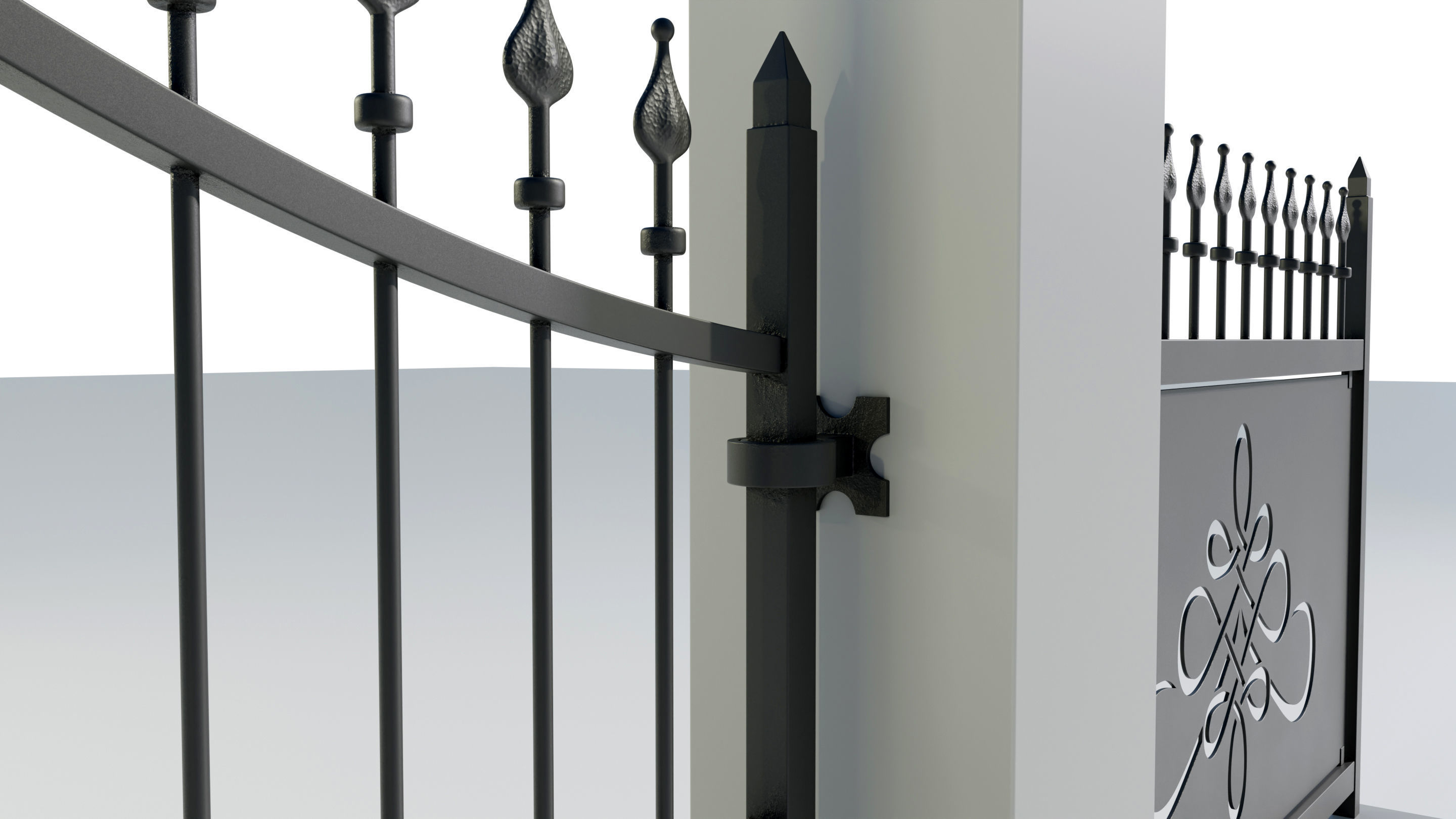 Wrought Iron Gate 2 3D model_9