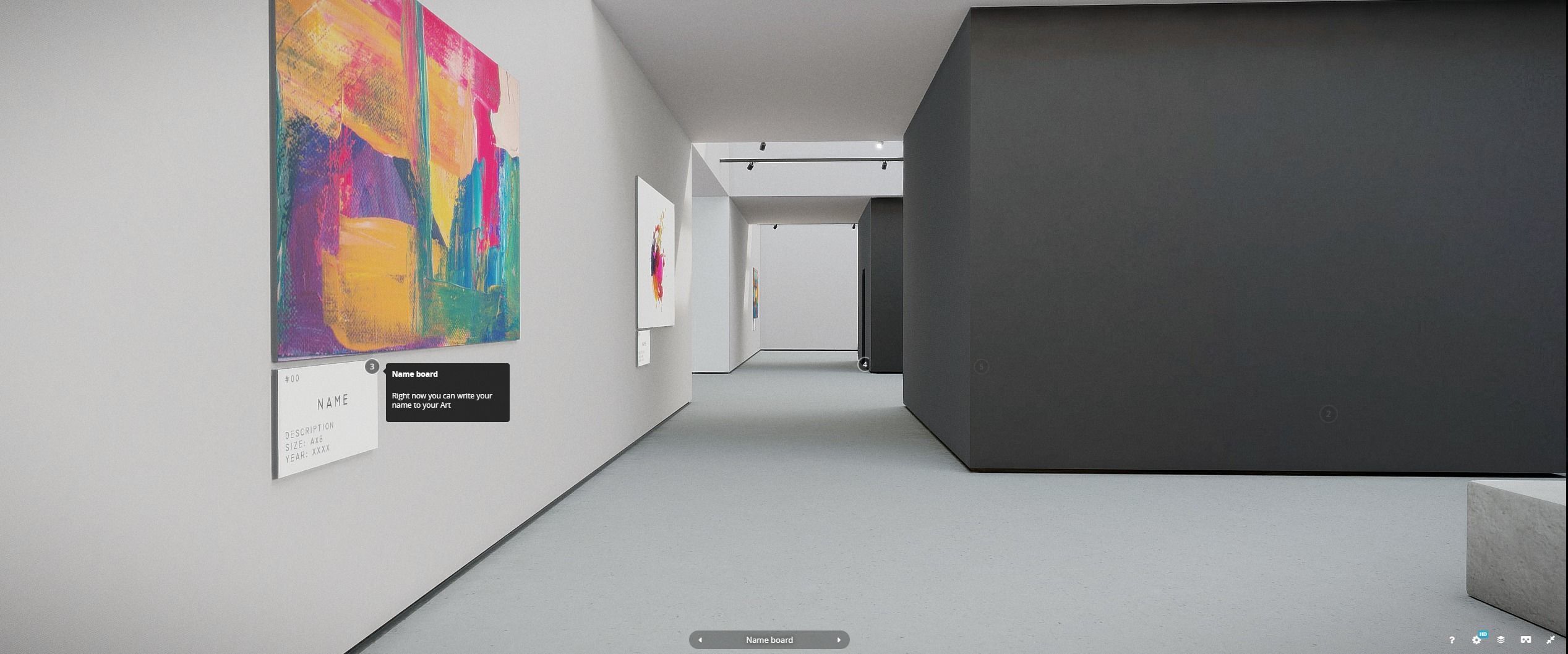VR Art Gallery 2020 4K Corona Max Scene Low-poly 3D model_14