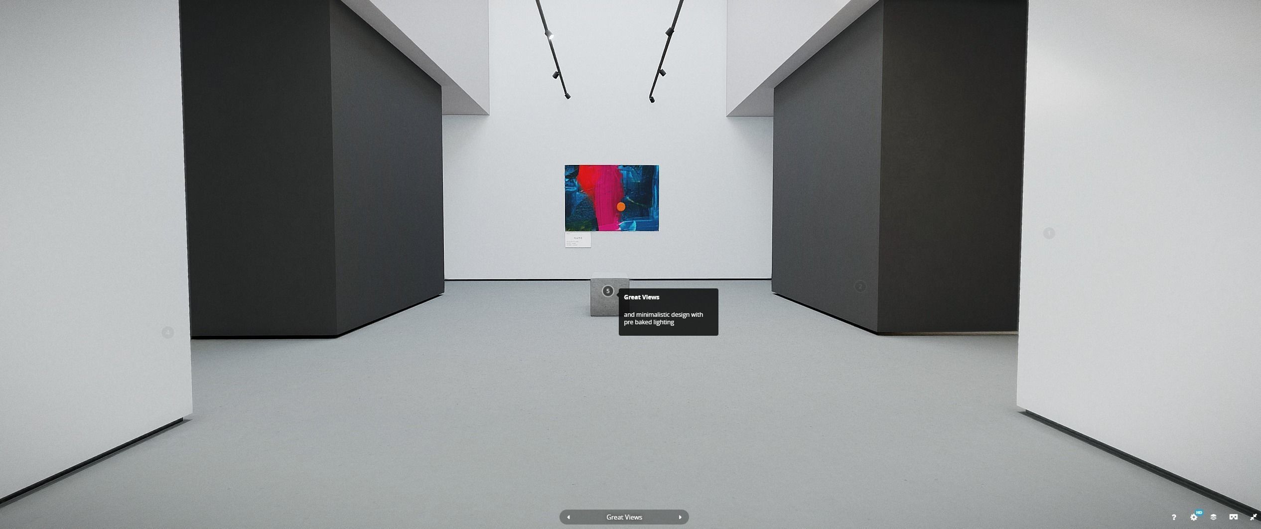 VR Art Gallery 2020 4K Corona Max Scene Low-poly 3D model_11