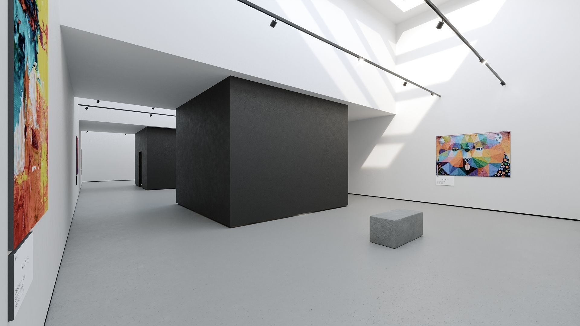 VR Art Gallery 2020 4K Corona Max Scene Low-poly 3D model_2