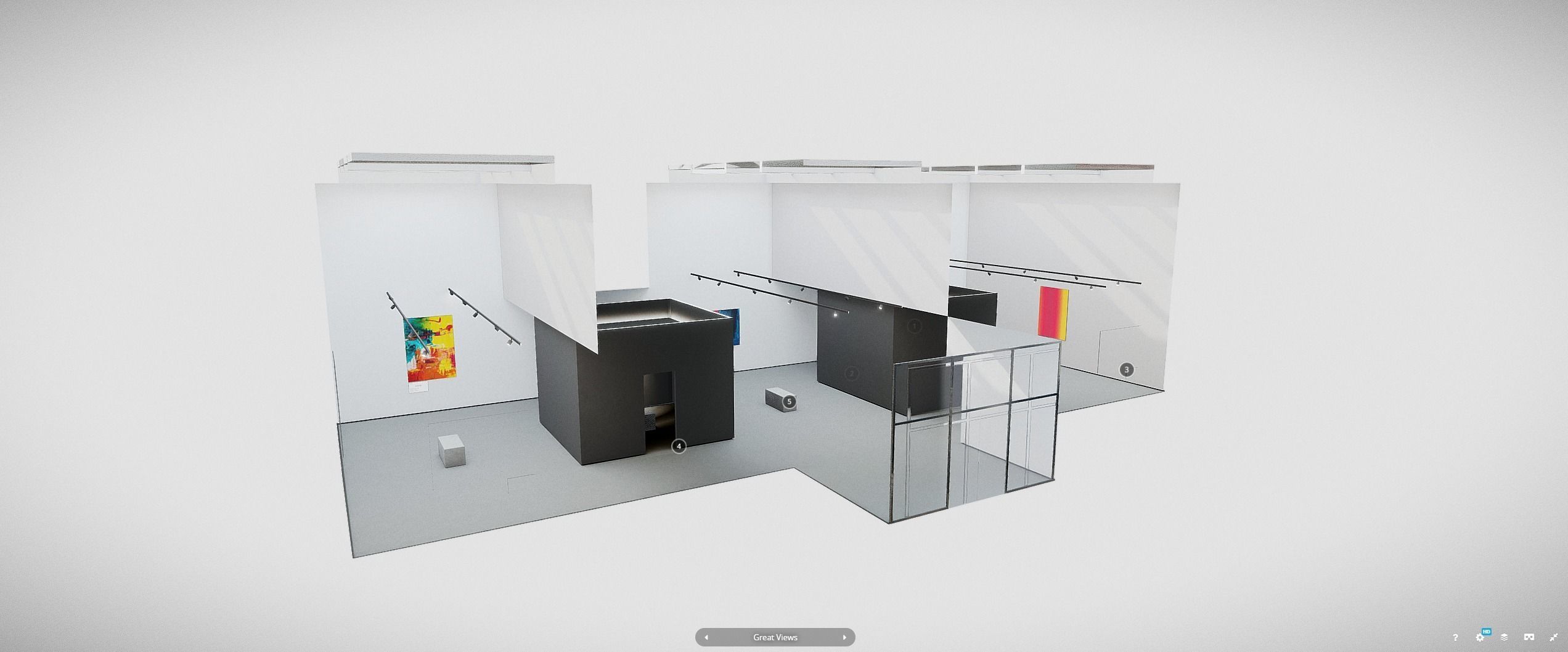 VR Art Gallery 2020 4K Corona Max Scene Low-poly 3D model_9