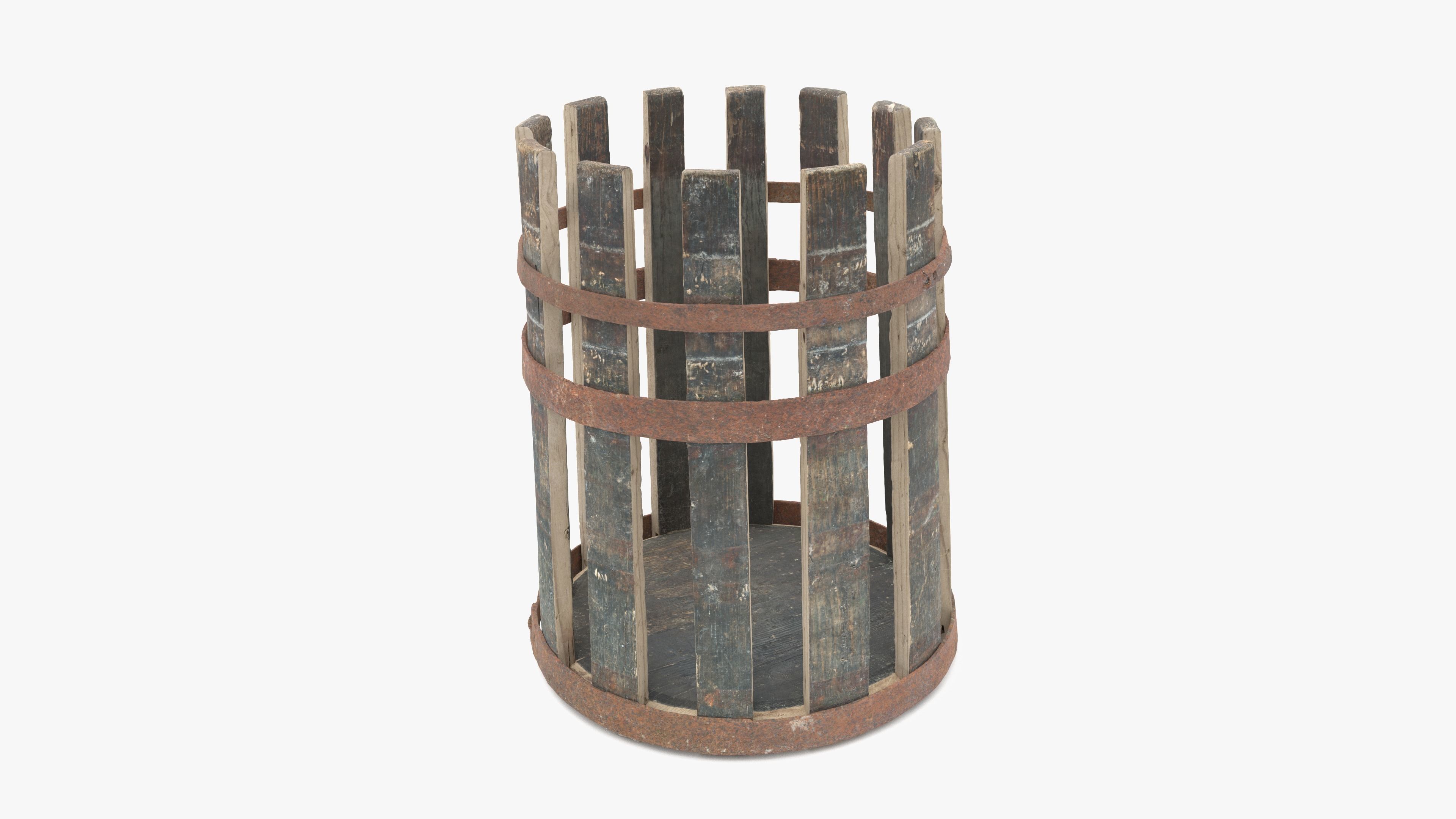 Modular Vat Barrel Low-poly 3D model_5