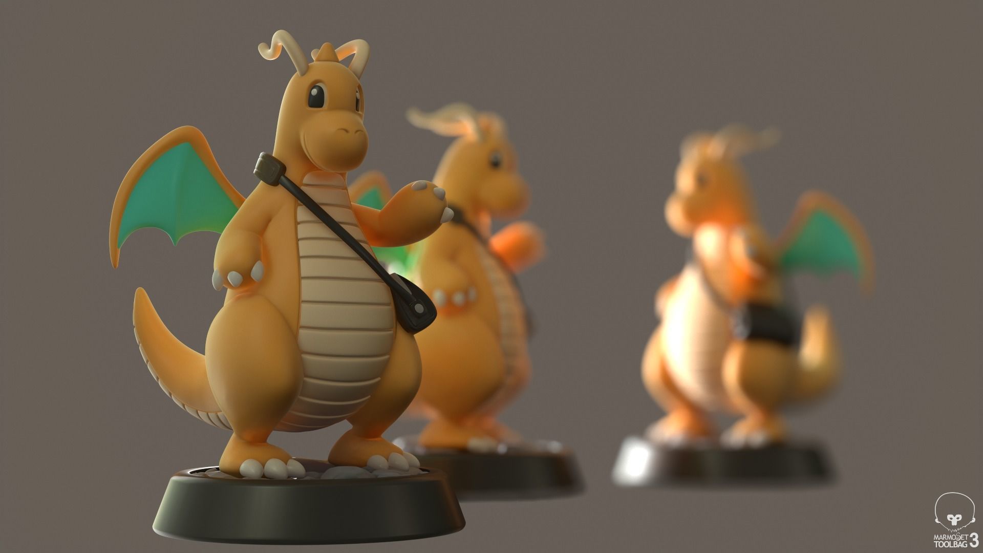 Dragonite dragon figurine 3D print model_3