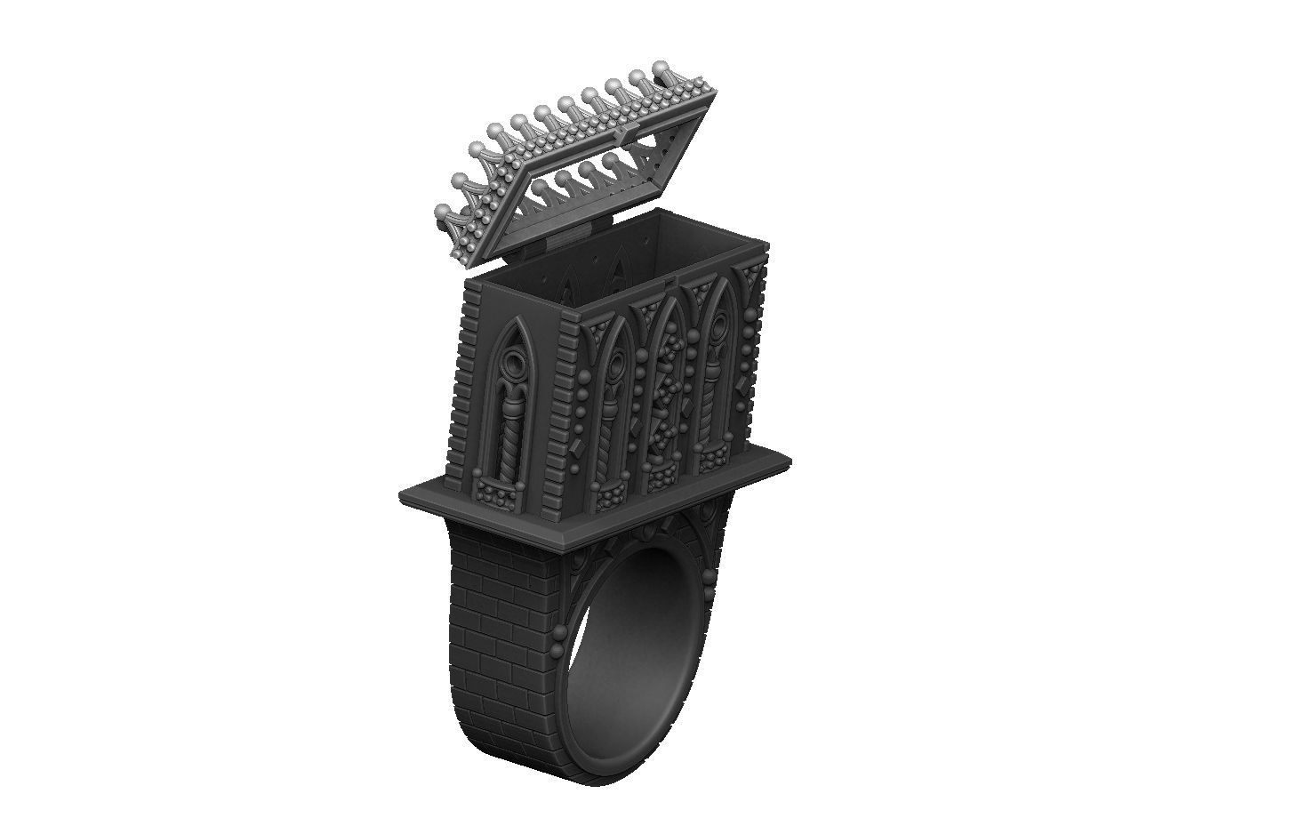Castle ring 3D print model_7