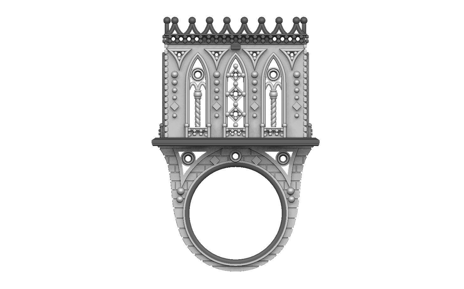 Castle ring 3D print model_3