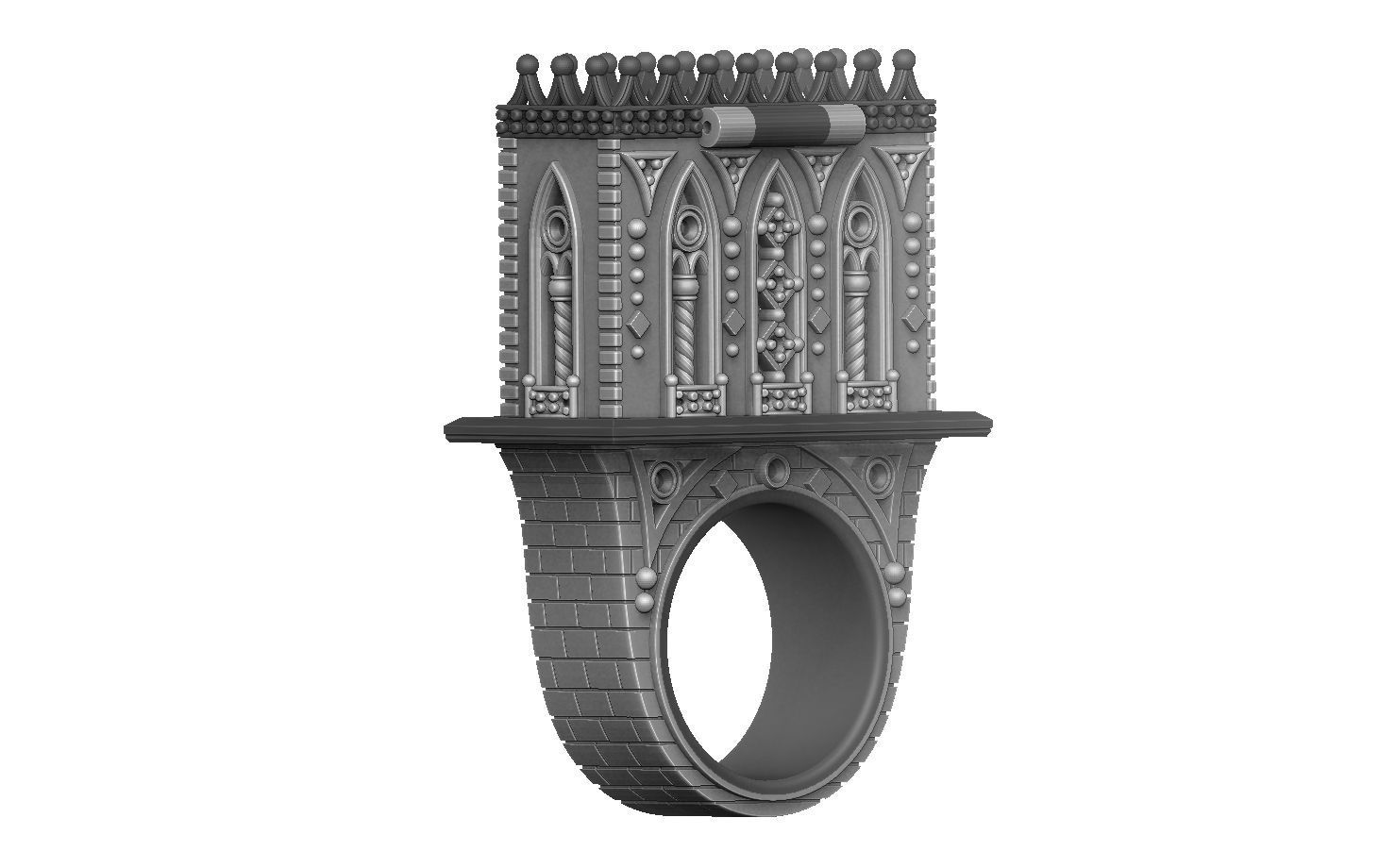 Castle ring 3D print model_6