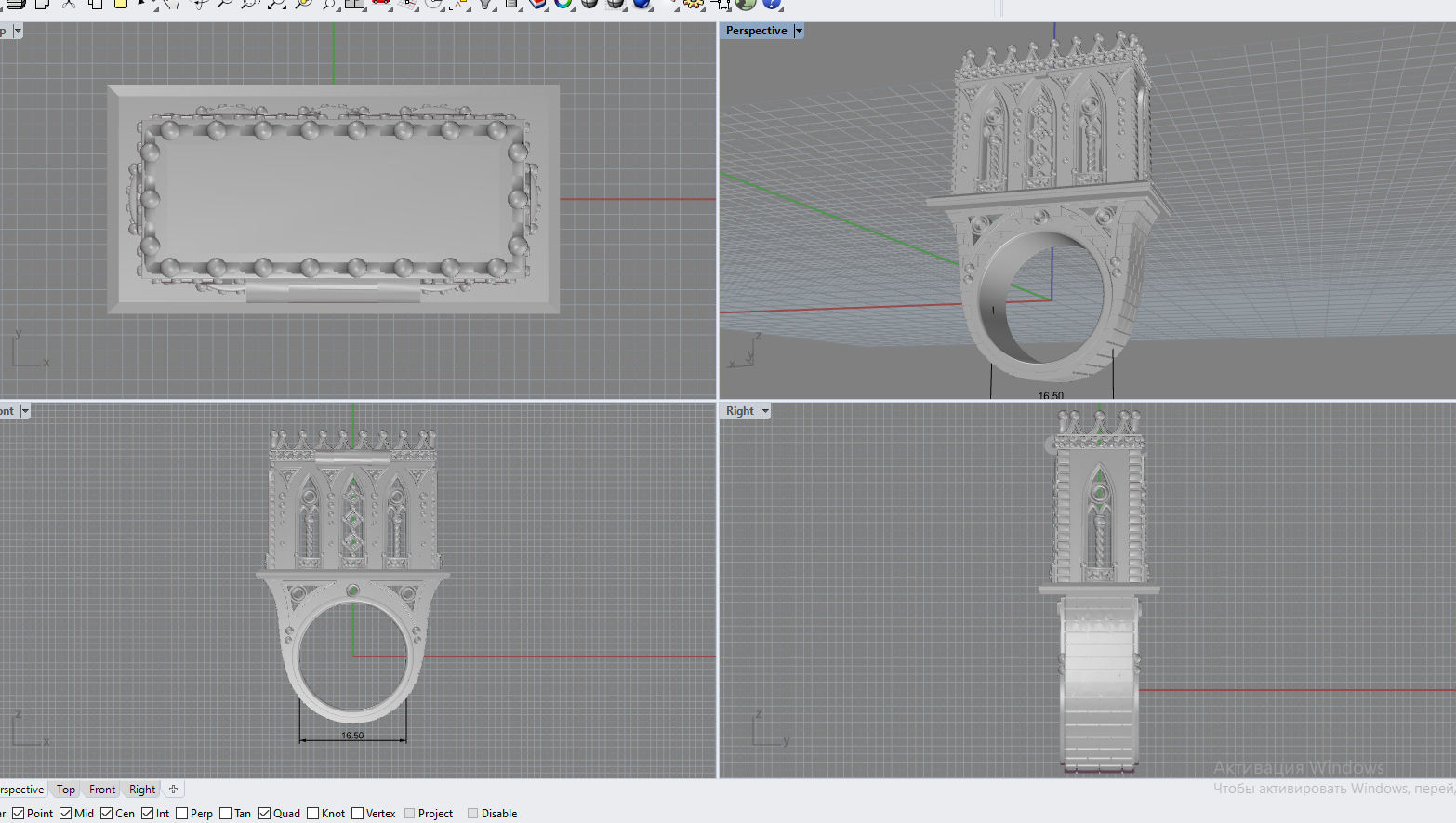 Castle ring 3D print model_10
