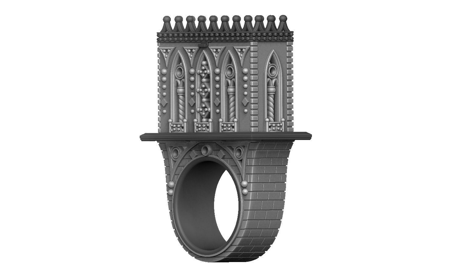 Castle ring 3D print model_4